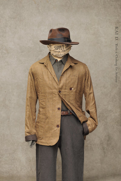 Degas Work Jacket - English Wool - Gold Check - M, L