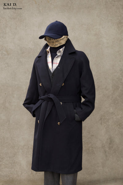Grandad Wool Trench - Navy - 46, 48 (NO RETURN)