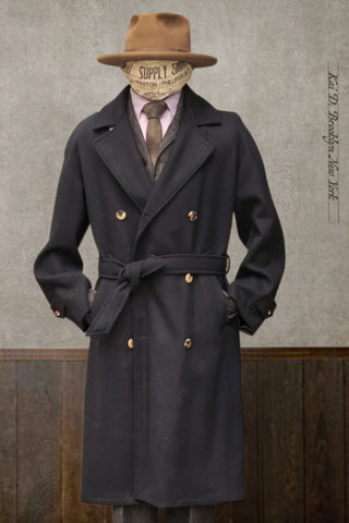 Grandad Wool Trench - Navy - 46, 48 (NO RETURN)