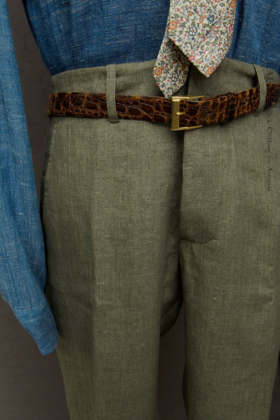 Light Belgian Linen Borough Pants - Fern Heather - 30, 32, 34, 36