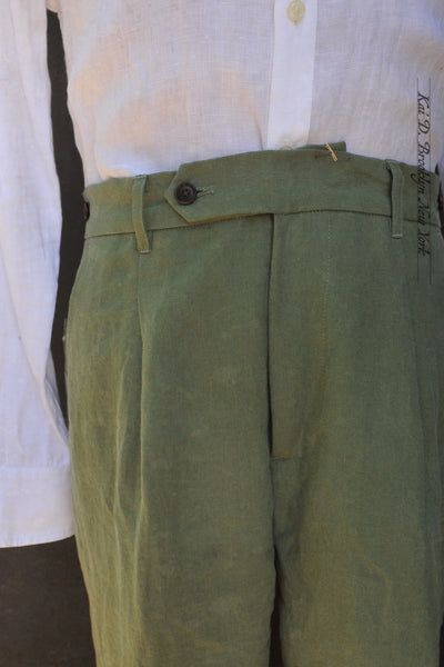 Journeyman Trousers - Grass Green Heavy Linen - 30, 32, 34, 36