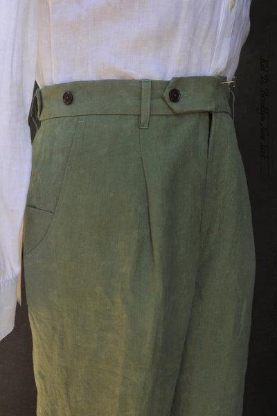 Journeyman Trousers - Grass Green Heavy Linen - 30, 32, 34, 36