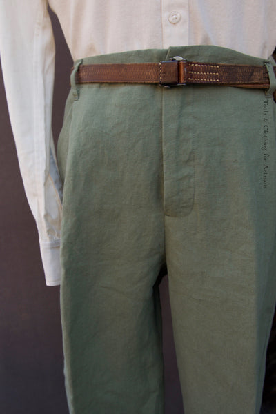 Linen Single Pleat Pants - Grass Green - M, L