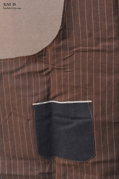 Reversible Artisan Apron - Japanese Selvage Denim / Linen Stripe