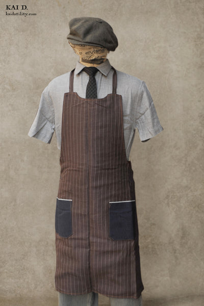 Reversible Artisan Apron - Japanese Selvage Denim / Linen Stripe