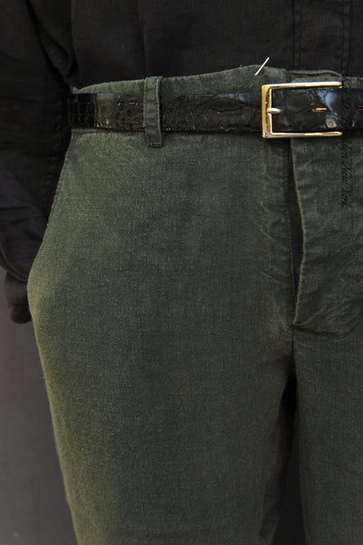 Borough Pants - Garment Dyed Belgian Linen  - Fatigue - 30, 32, 34, 36, 38