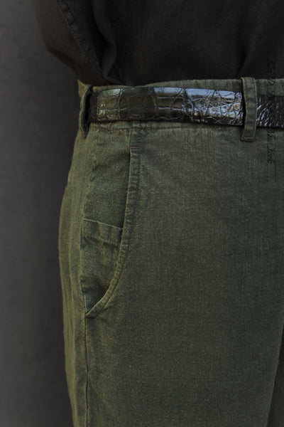 Borough Pants - Garment Dyed Belgian Linen  - Fatigue - 30, 32, 34, 36, 38