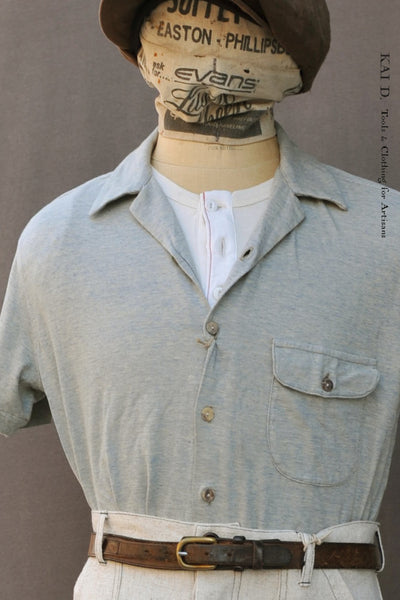 Knit Jersey Camp Shirt - Blue/Green Heather - M, XL