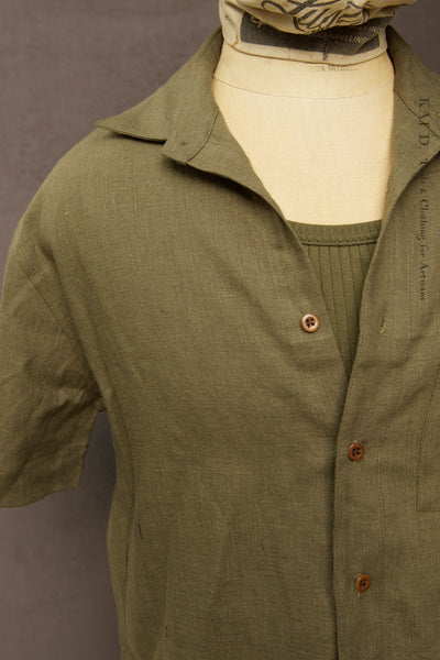 Cassady Shirt - French Green Linen - S, M, L, XL, XXL