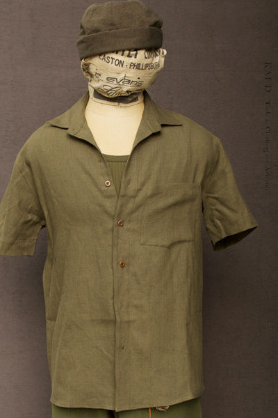 Cassady Shirt - French Green Linen - S, M, L, XL, XXL