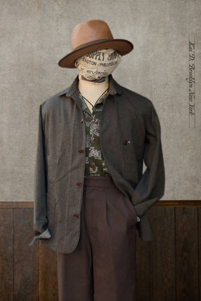 Degas Work Jacket - Two Tone Cotton Linen Tweed - S, M, L, XL, XXL
