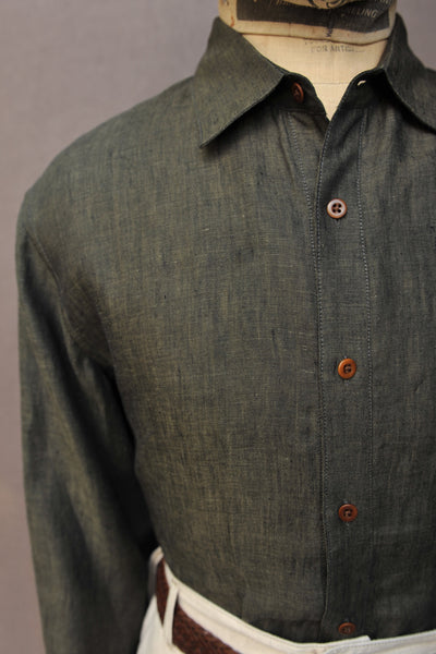 Delancey Shirt - Italian Linen - Dark Green Heather - S, M, L, XL, XXL