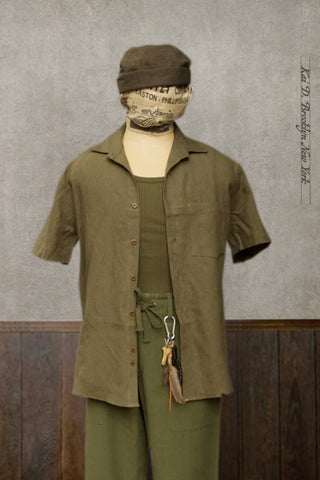 Cassady Shirt - French Green Linen - S, M, L, XL, XXL