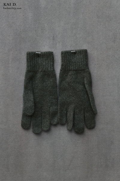 Cashmere Gloves - Mens - Green Heather