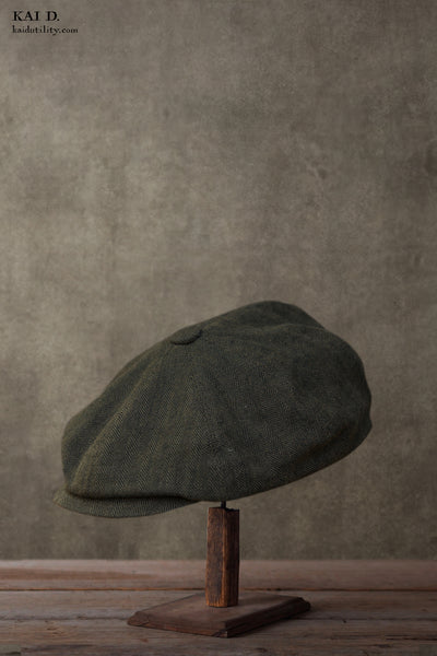 Peaky Hat - Two Tone Linen Herringbone - M, L, XL