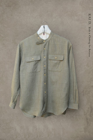 Jackie Shirt - Wool Herringbone Green tweed  - XS, S, M
