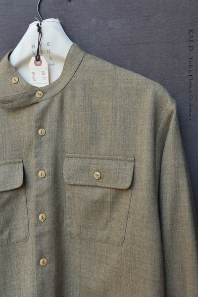 Jackie Shirt - Wool Herringbone Green tweed  - XS, S, M