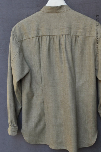 Jackie Shirt - Wool Herringbone Green tweed  - XS, S, M