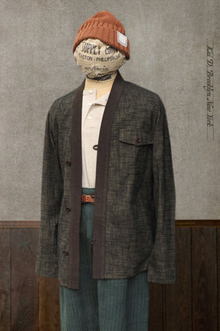 Slub Cotton Tweed Kimono shirt - Forest - XL (fits like L) (NO RETURN)