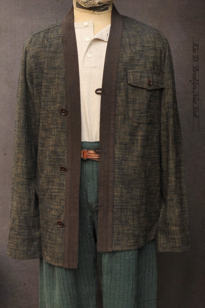 Slub Cotton Tweed Kimono shirt - Forest - XL (fits like L) (NO RETURN)