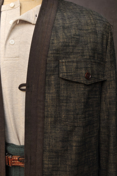 Slub Cotton Tweed Kimono shirt - Forest - XL (fits like L) (NO RETURN)