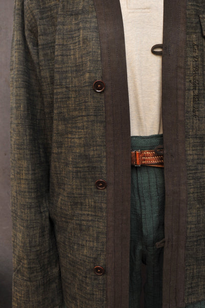 Slub Cotton Tweed Kimono shirt - Forest - XL (fits like L) (NO RETURN)