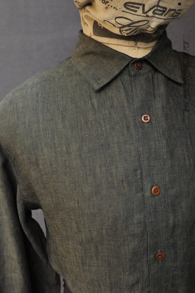 Delancey Shirt - Italian Linen - Dark Green Heather - S, M, L, XL, XXL
