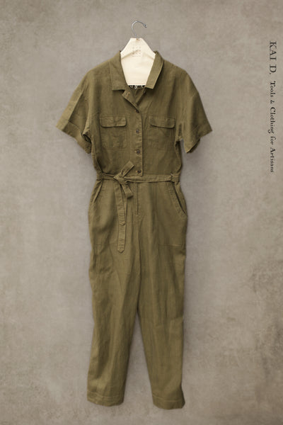 Louis Jumpsuit - Washed Green - S, L