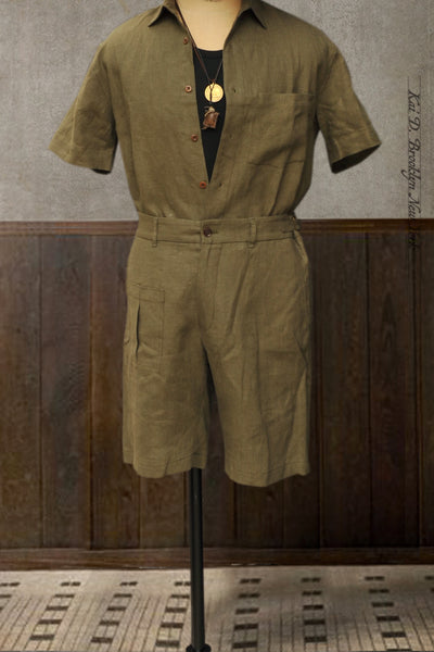 Martin Shorts - French Green Linen - 28, 30, 32, 34, 36