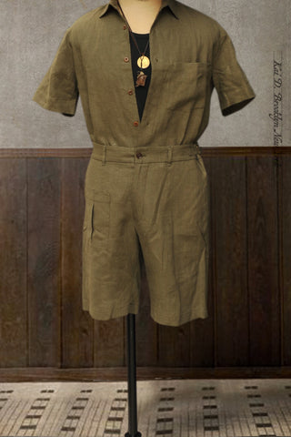 Martin Shorts - French Green Linen - 28, 30, 32, 34, 36
