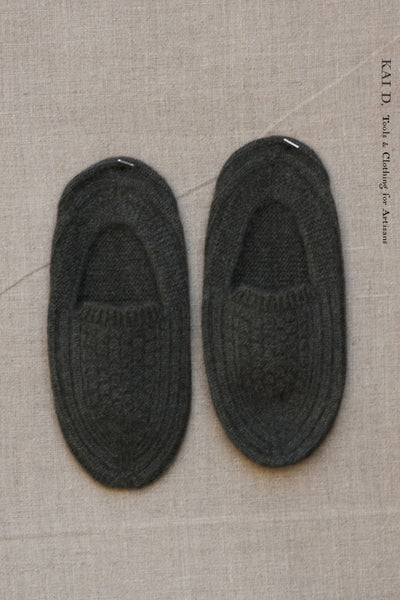 Mongolian Cashmere Prayer Slippers - Green Heather - Men’s, Women's