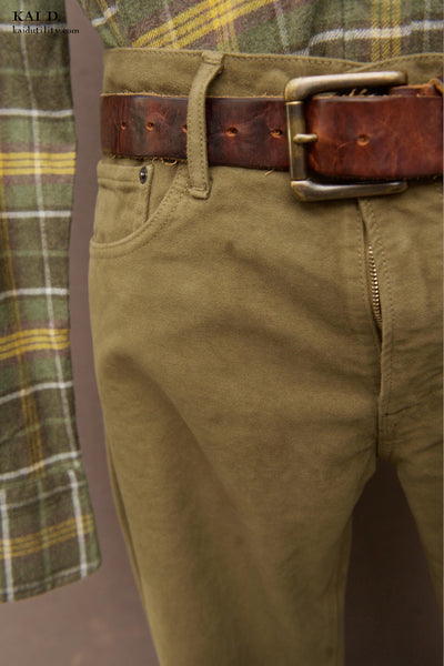 M7 Comfort Moleskin Jeans - Washed Olive - 32, 33, 34
