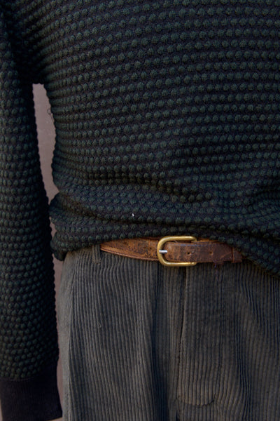 Pebble Stitch Crew Neck Sweater - Charcoal/Green - 6