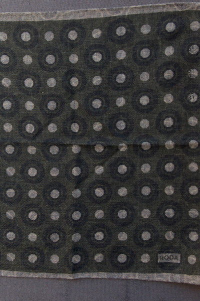 Light Wool Pocket Square - Green / Grey Polka Dots