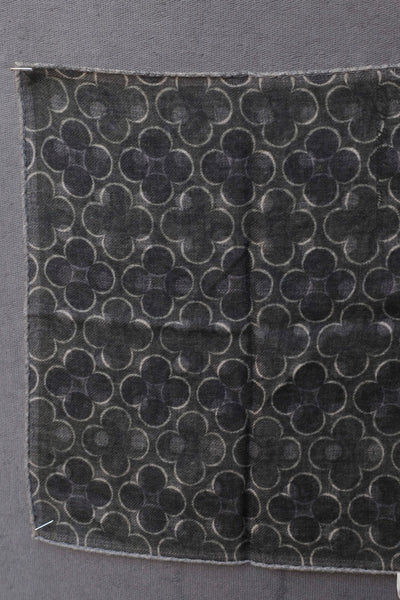 Light Wool Pocket Square - Green / Grey Polka Dots