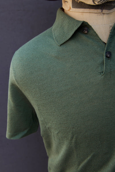 Folk Cotton Linen Polo - Garden Green - S, M, L, XL