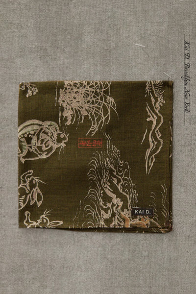 Japanese Printed Linen Pocket Square - Rabbit Print