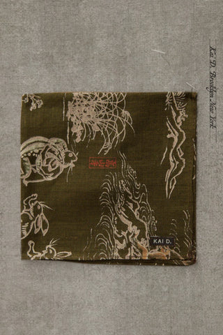 Japanese Printed Linen Pocket Square - Rabbit Print
