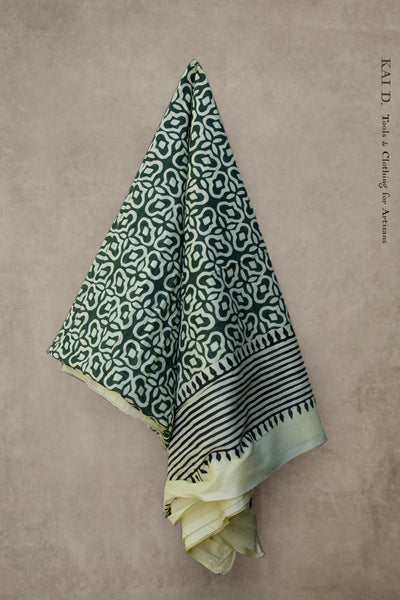 Block Print Beach Shawl - Green