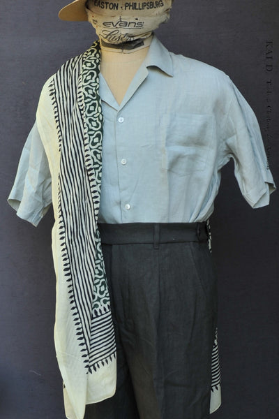 Block Print Beach Shawl - Green