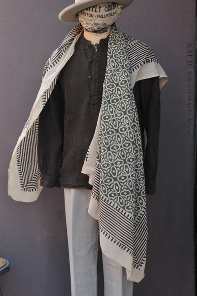 Block Print Beach Shawl - Green