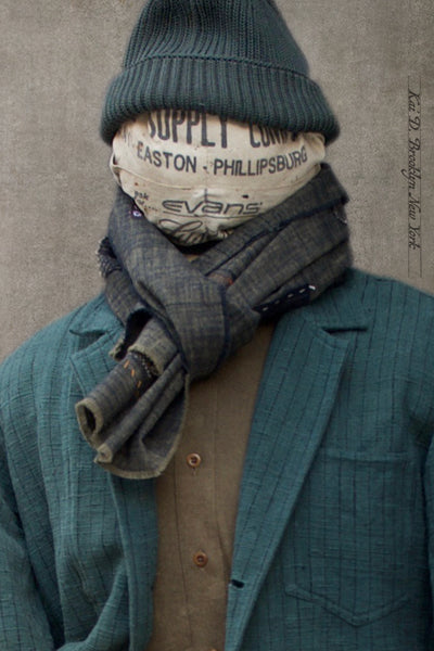 Boro Scarf - Green Slub Cotton