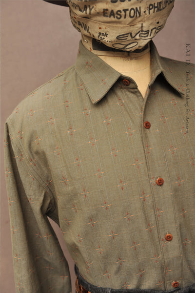 Delancey Shirt - Novel Sashiko - Green Tea - L