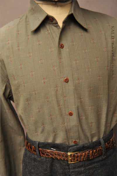Delancey Shirt - Novel Sashiko - Green Tea - L