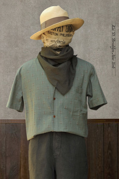 Novel Sashiko Stitch Cassady shirt - Green Tea - M, L, XL, XXL