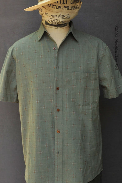 Novel Sashiko Stitch Cassady shirt - Green Tea - M, L, XL, XXL