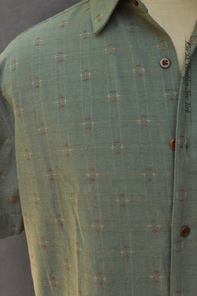 Novel Sashiko Stitch Cassady shirt - Green Tea - M, L, XL, XXL