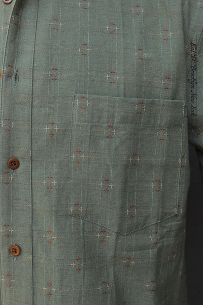 Novel Sashiko Stitch Cassady shirt - Green Tea - M, L, XL, XXL