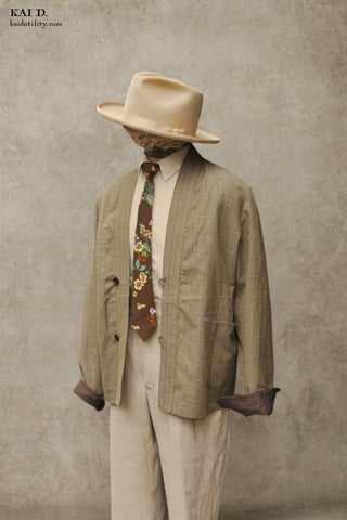 Mandkhai - Light Brown Cashmere Ribbed Kimono Jacket