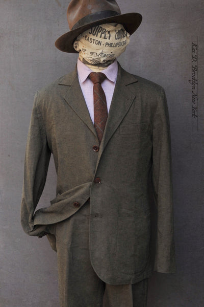 Shoemaker's Jacket - Green Cotton Linen Tweed - S, M, L, XL